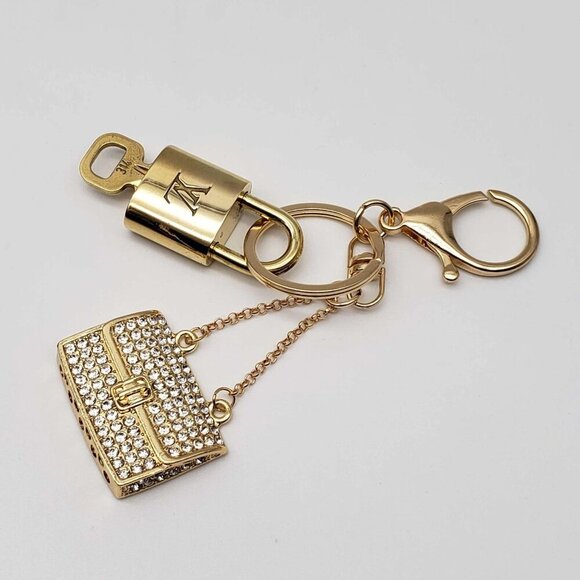 Authentic Louis Vuitton Lock & Key with unbranded Rhinestone Bag Keycharm 030426 - Picture 8 of 8